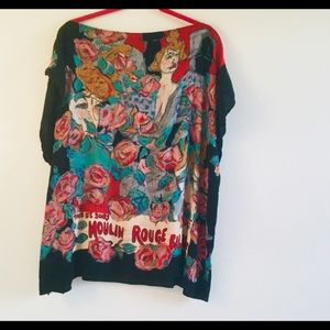 Caftan style blouse. Size L. One of a kind print.
